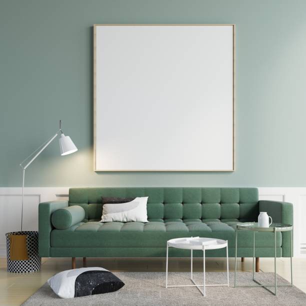 istock mock up poster frame in modern interior wood floor concrete wall background, Scandinavian style, Loft style, 3D render 1429244974