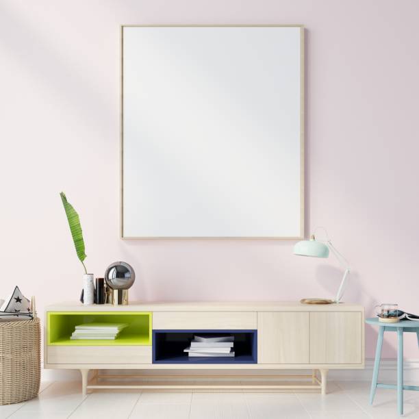 istock mock up poster frame in modern interior wood floor concrete wall background, Scandinavian style, Loft style, 3D render 1429245002