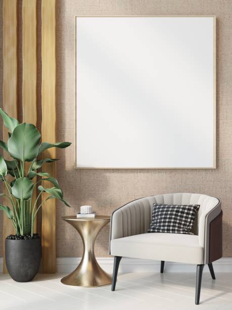 istock mock up poster frame in modern interior wood floor concrete wall background, Scandinavian style, Loft style, 3D render 1429245004