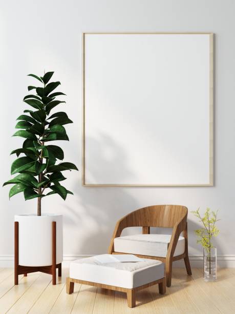 istock mock up poster frame in modern interior wood floor concrete wall background, Scandinavian style, Loft style, 3D render 1429245263