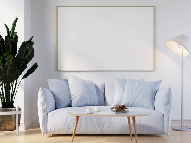 istock mock up poster frame in modern interior wood floor concrete wall background, Scandinavian style, Loft style, 3D render 1429245933