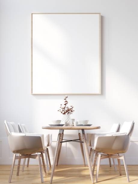 istock mock up poster frame in modern interior wood floor concrete wall background, Scandinavian style, Loft style, 3D render 1429246006