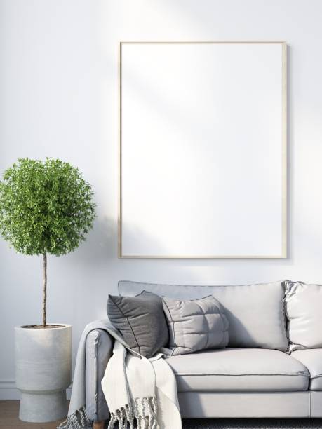 istock mock up poster frame in modern interior wood floor concrete wall background, Scandinavian style, Loft style, 3D render 1429246048