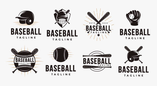 ilustraciones, imágenes clip art, dibujos animados e iconos de stock de conjunto de insignia emblema del logotipo de béisbol ilustración vectorial con vector de equipo de béisbol - baseball league