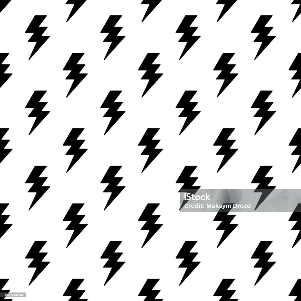 Lightning Flash Pattern Vector Cartoon Seamless Pattern With Flash Lightning Print Abstract ...