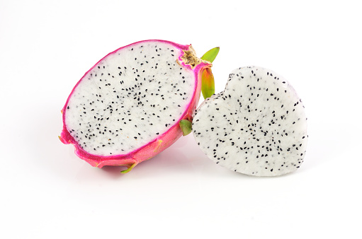 Dragon fruit  Hart shape Isolated on the white background Bangkok Thailand