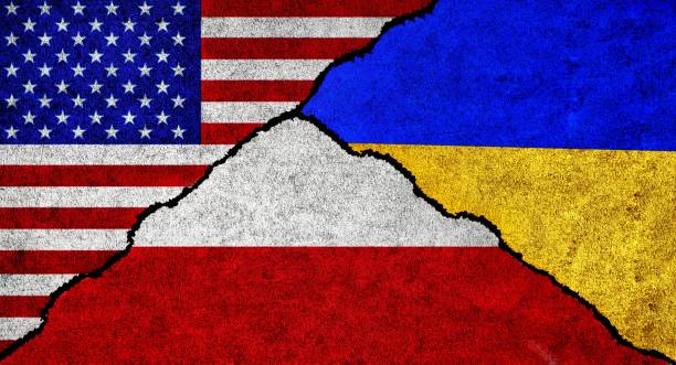 istock USA, Poland and Ukraine flag together 1429266416