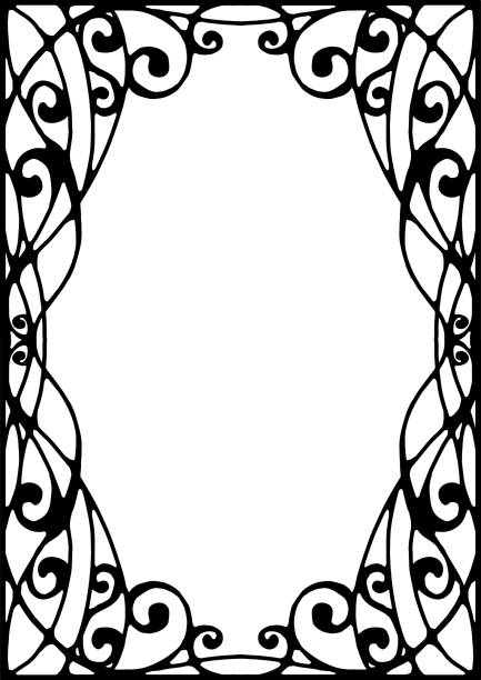 Hand-painted Art Nouveau style frame. (A4 size) Hand-painted Art Nouveau style frame. (A4 size) black border stock illustrations