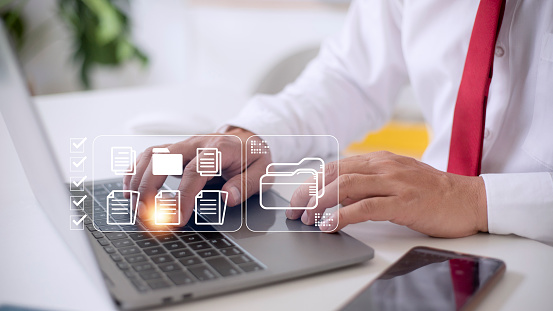 Document Management Computer Patforms Document Management System Being Setup By It Consultant Working On ...