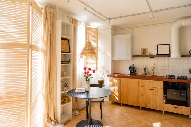 istock Interior of stylish and sunny studio apartment 1429271193