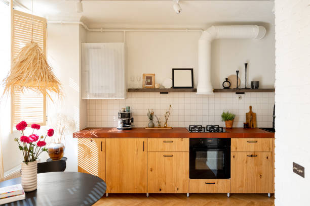 istock Beautiful kitchen of stylish apartment 1429272094