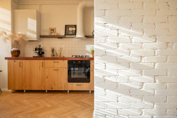 istock Beautiful kitchen of stylish apartment 1429272106
