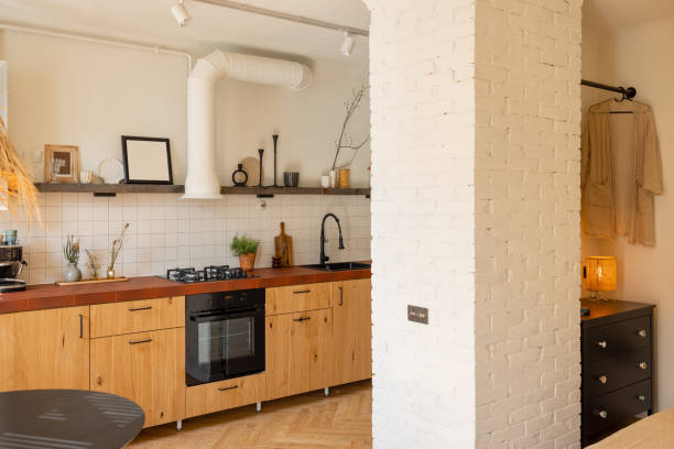 istock Beautiful kitchen of stylish apartment 1429272111