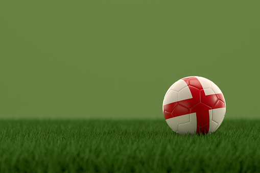 Soccer ball black and withe with background isolated and flags of countrys.