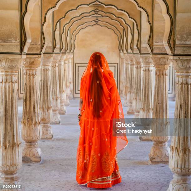 Young Indian Woman Posing In One Of An Ancient Rajasthani Palaces Stock Photo - Download Image Now