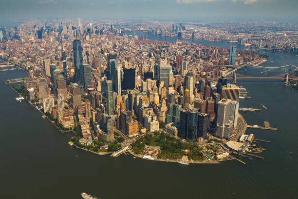 istock Helicopter flight over New York 1429275480