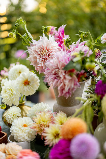 istock Cuted flowers on table outdoors 1429275536