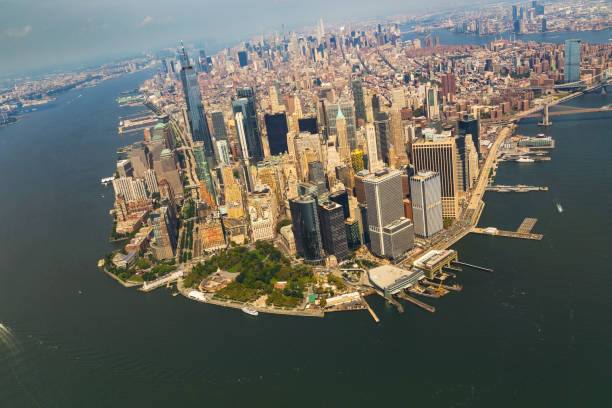 istock Helicopter flight over New York 1429275583