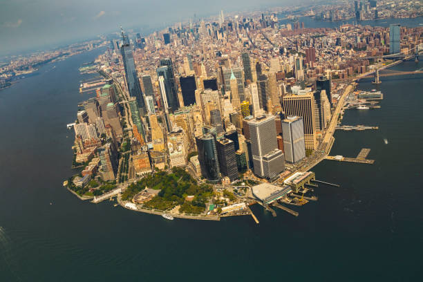 istock Helicopter flight over New York 1429275638