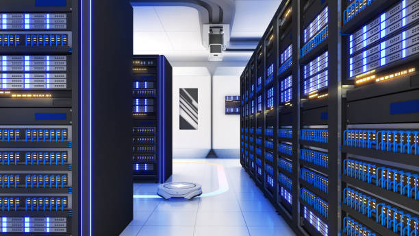 istock Shot of Data Center With Multiple Rows of Fully Operational Server Racks. Modern Telecommunications, Artificial Intelligence,server room,3d rendering 1429275770