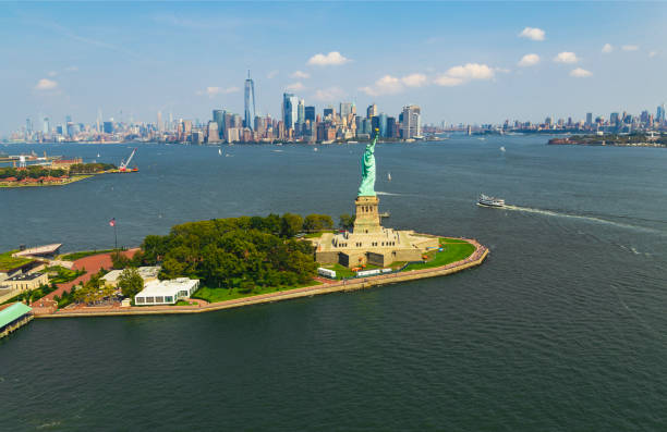 istock Helicopter flight over New York 1429275837
