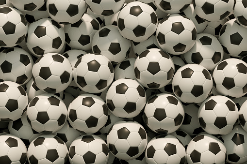 3d rendering of soccer balls background.