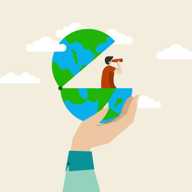 istock smart businessman standing on globe, businessman using telescope to see future vision or opportunity. Globalization, global business vision, world economy or business opportunity concept 1429280400
