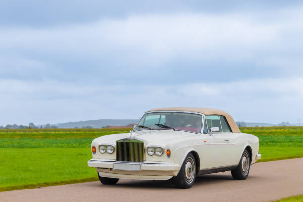 Salgen, Germany - September 25, 2022: 1994 Rolls Royce Corniche british oldtimer vintage luxury car in a picturesque landscape.