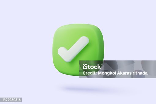 istock 3d check mark icon isolated on white background. check list button best choice for right, success, tick, accept, agree on application. choose icon vector with shadow 3D rendering illustration 1429280516