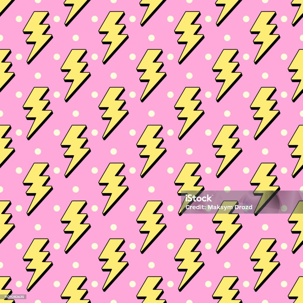 Lightning Flash Pattern Flash Lightning Polka Dot Seamless Pattern Girl Power Style Background ...