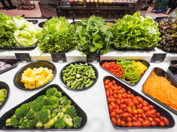 istock Vegetables and grains on the salad bar counter 1429283721
