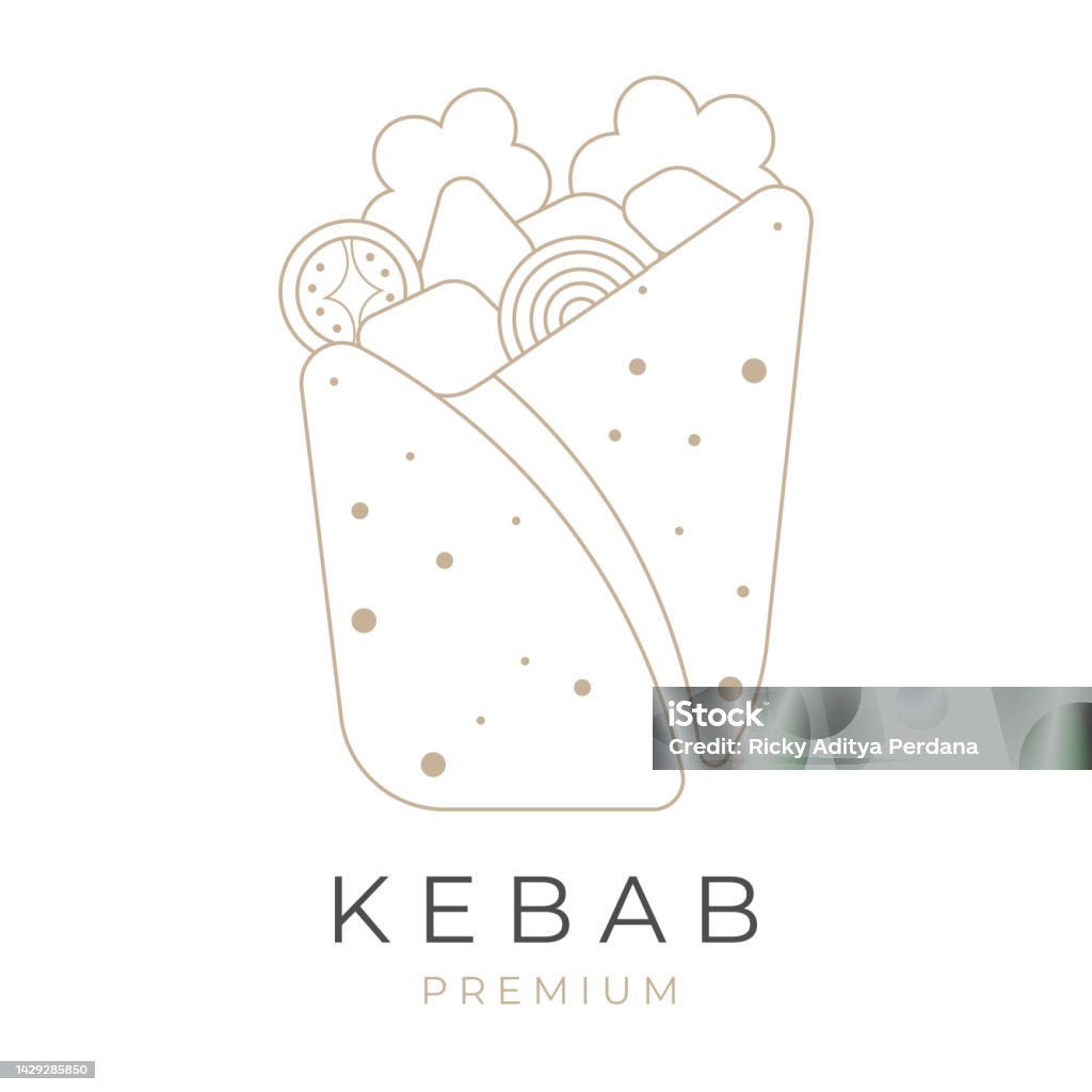 Kebab Lettering Simple Simple Elegant Kebab Line Art Illustration Stock Illustration ...