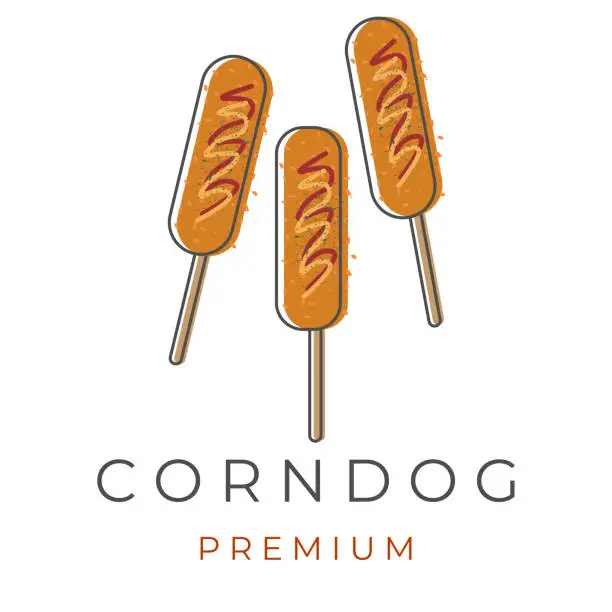 Vector illustration of Corndog line art vector illustration