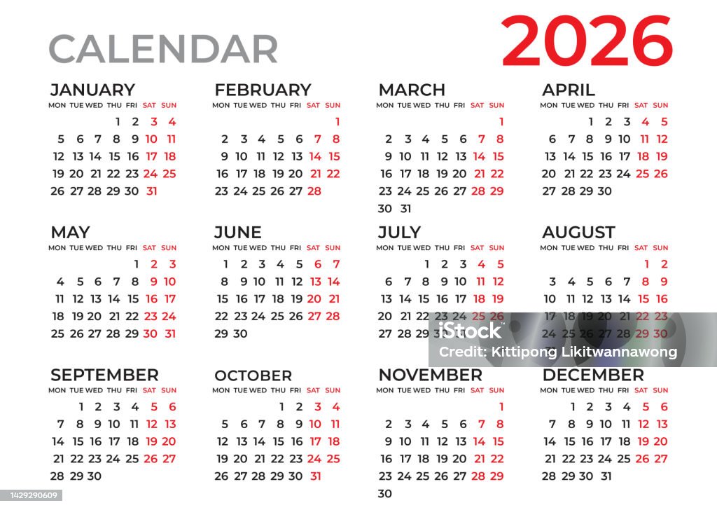 Ilustración de Plantilla Calendario 2026 Planificador 2026 Año Ilustración de Plantilla Calendario 2026 Planificador 2026 Año