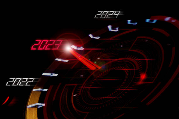 istock 2023,New Year Countdown Concept Car speedometer, year 2023 1429296847