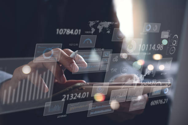 istock Data analysis, business analytics concept. Businessman working on digital tablet with financial graph, economic growth chart, big data on virtual screen 1429305227