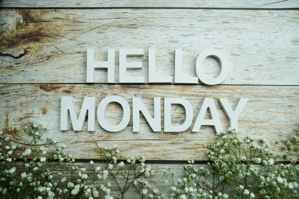 istock Hello Monday alphabet letters on wooden background 1429307787