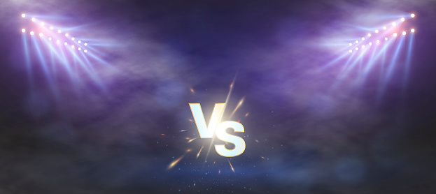 Versus battle banner concept MMA, fight night, boxing and other competitions. mesh netting and letters VS. Versus battle
