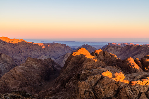 Sunrise at mount Sinai. Sinai peninsula, Egypt