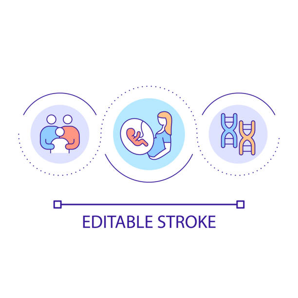 ilustrações de stock, clip art, desenhos animados e ícones de family planning support loop concept icon - care baby color image people