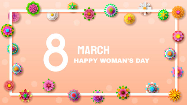 istock 8 March Happy Woman's Day Greeting Flowers Background. Vector Design Banner Party Invitation Web Poster Flyer Stylish Brochure, Greeting Card Template 1429329896