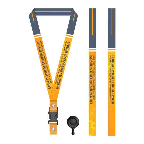 stockillustraties, clipart, cartoons en iconen met honey bee lanyard template - sleutelkoord