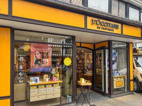 London, UK- September 1, 2022: The retail shop of L'Occitane in London. L'Occitane en Provence is a French luxury retailer of body, face, hair, fragrances, and home products.