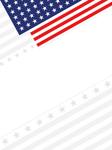 Abstract American flag symbols corner frame border with an empty space for text.