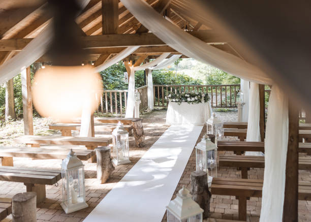 Beautiful outdoor setting for romantic wedding ceremony