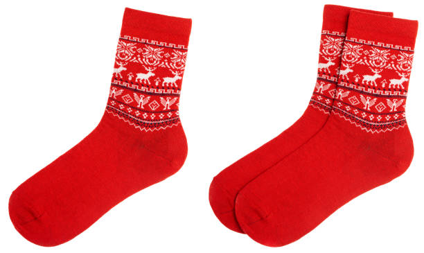 istock Pair of nordic socks isolated on white 1429334484
