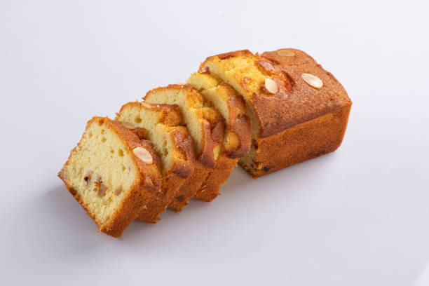 istock Sliced butter cake on white background 1429337226