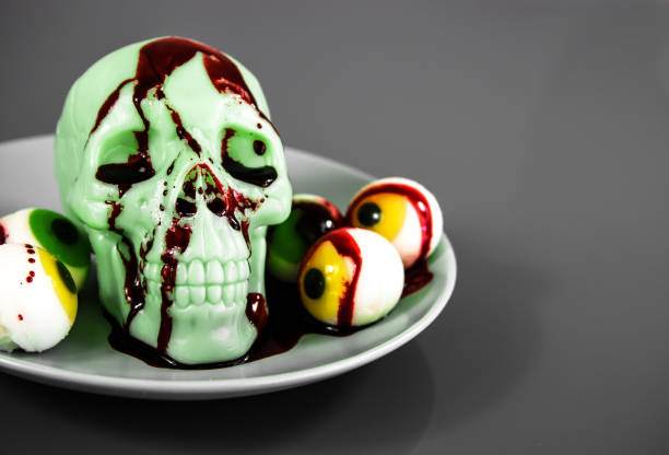 istock A skull with bloodshot eyes on a plate 1429337779
