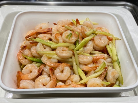 Chinese Vegetables, Fried Shrimp with Asparagus