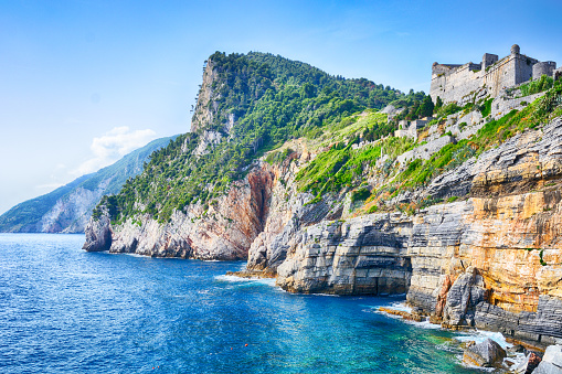 View at the Byron's Grotto in Portovenere, Italy